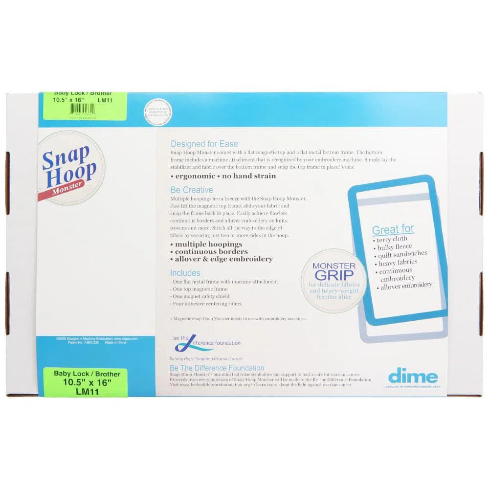 dime Snap Hoop Monster for Brother and Babylock Embroidery Machines 10.5" x 16" SH00A11M